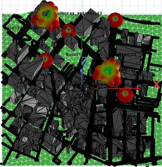 Ray-traced wireless propagation across a city
